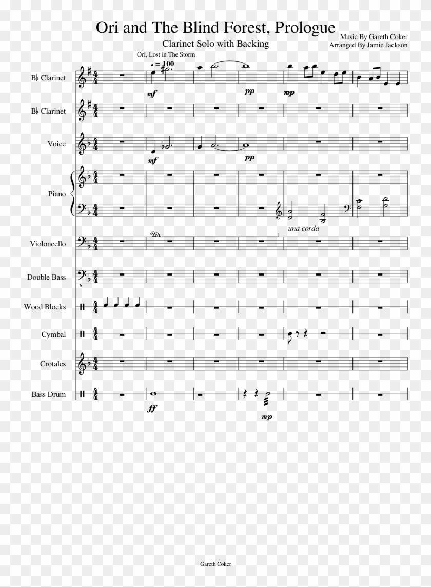 Ori And The Blind Forest, Prologue Sheet Music Composed - Ori And The Blind Forest Sheet Music Lost In The Storm Clipart #5376789