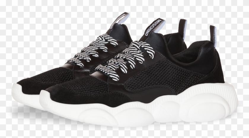 Teddy Run Sneakers In Mesh, Calfskin And Split Leather - Moschino Teddy Bear Shoes Clipart #5381392