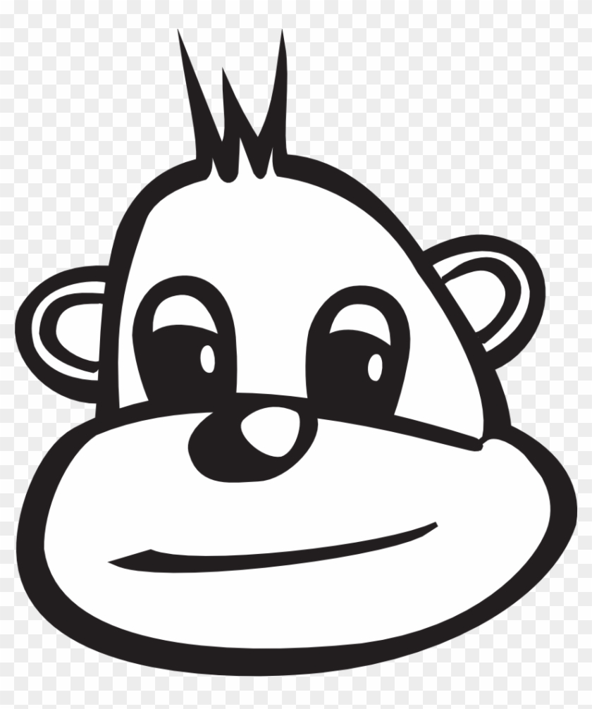 Monkey Head Black White Clipartist - Cartoon - Png Download #5381422