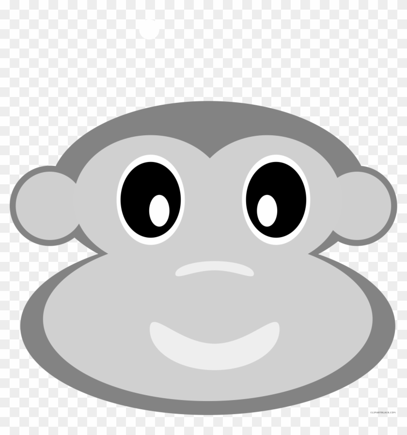 Monkey Head Animal Free Black White Clipart Images - Cartoon - Png Download #5381485