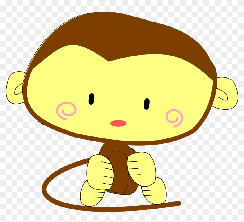 Drawing Of Cute Monkey With A Big Head - Banana Monkey Vector Png Clipart #5381750