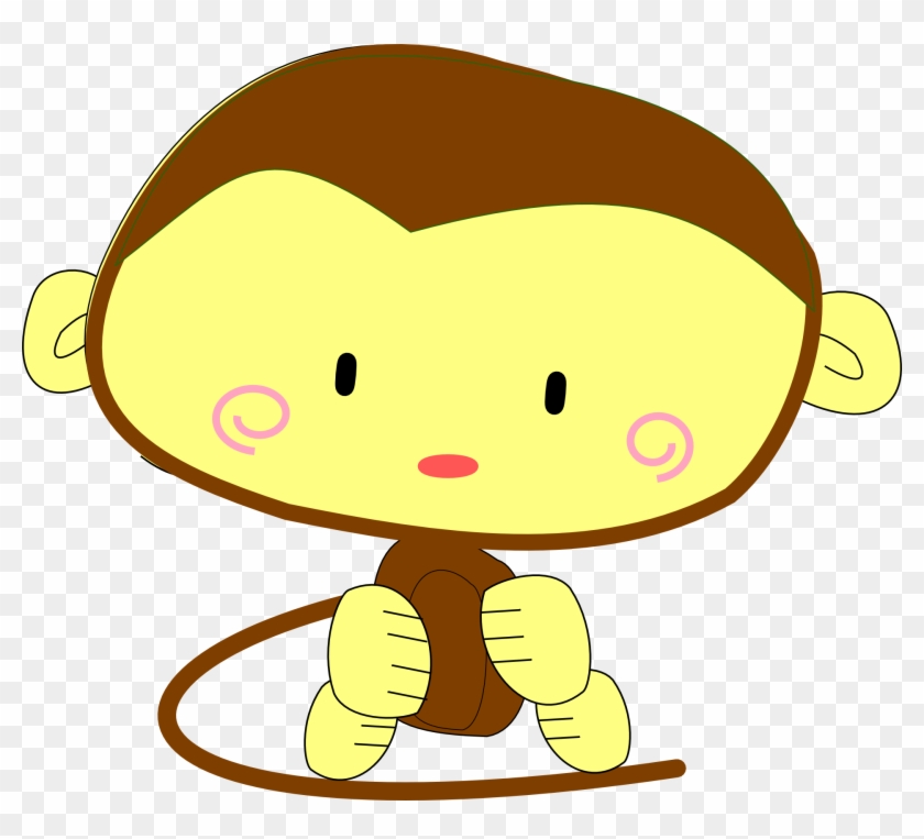 Drawing Of Cute Monkey With A Big Head - Banana Monkey Vector Png Clipart
