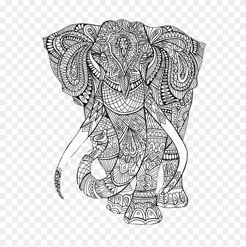 Mandalas Elefante Sticker - Printable Animal Colouring Pages Clipart