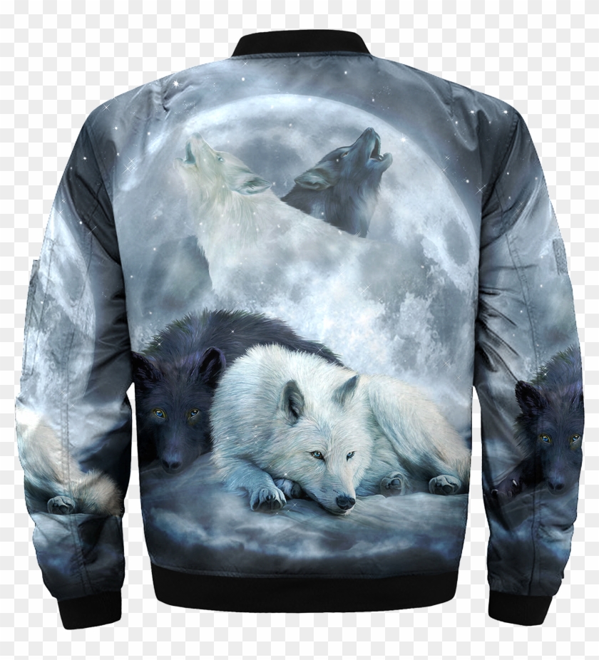 The Wolf Native American Over Print Bomber Jacket - Yin Yang Wolf Clipart