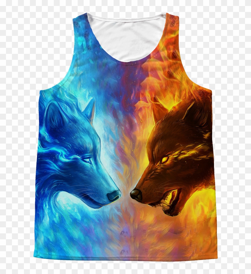 Fire And Ice All Over Print Tank Vota Color - Wolf Background Hd 1080p Clipart #5383473