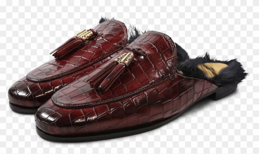 Muiltjes Scarlett 2 Burgundy Tassel Burgundy Fur Lining - Slip-on Shoe Clipart