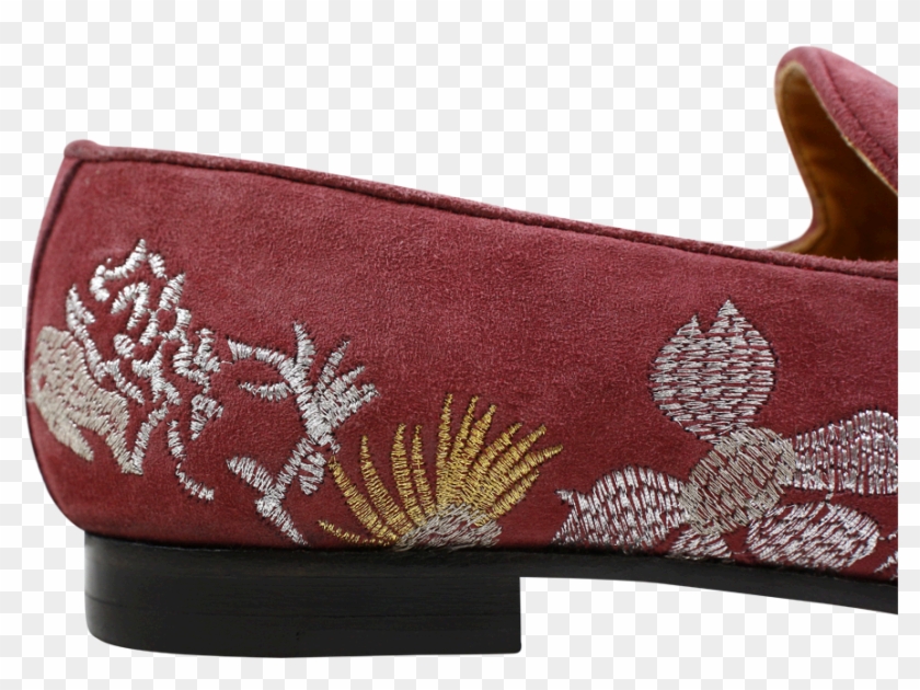 Scarlett 6 Suede Burgundy Embrodery Metalic Mixed Hrs - Butterfly Clipart #5384259