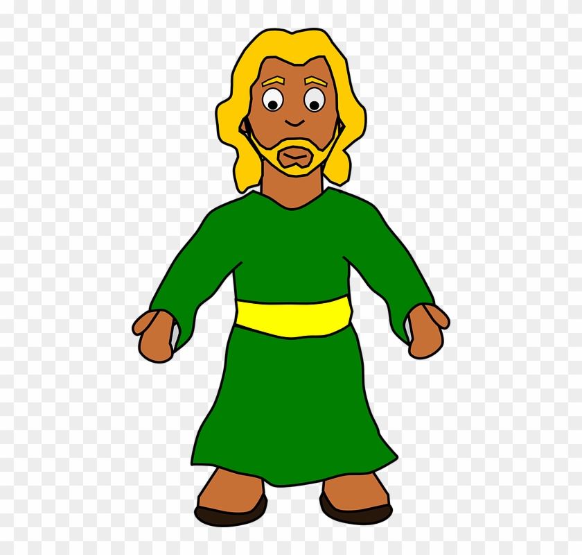 Man Green Yellow Figure Bible Blonde Beard - Man Bible Clip Art - Png Download