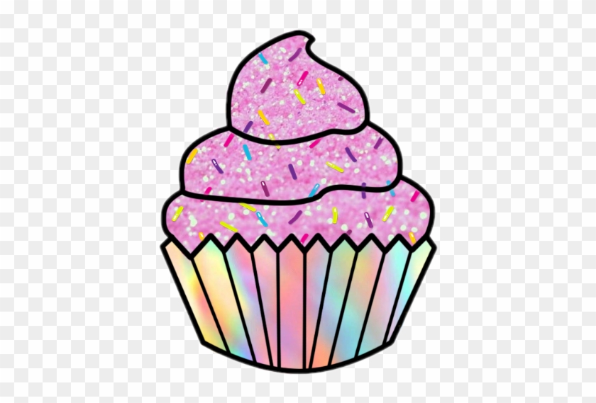 #scpink #pink #cupcake #sprinkles #rainbow #glitter - Outline Cupcake Clipart Png Transparent Png #5387534