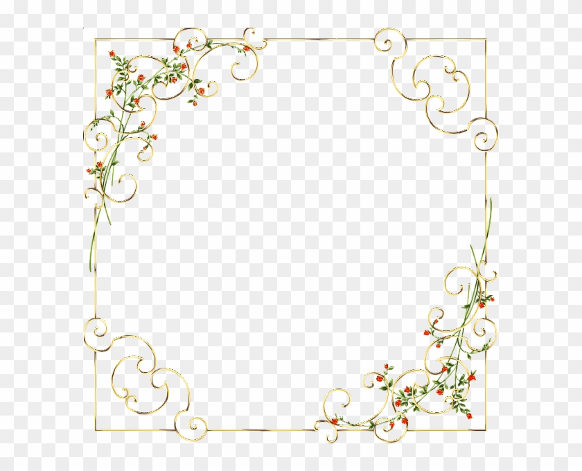 Gold Frame With Delicate Wild Flowers Printable Border, - Delicate Frame Clipart