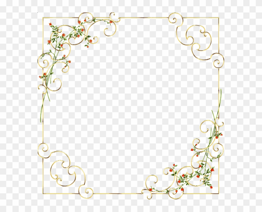 Gold Frame With Delicate Wild Flowers Printable Border, - Delicate Frame Clipart #5388848