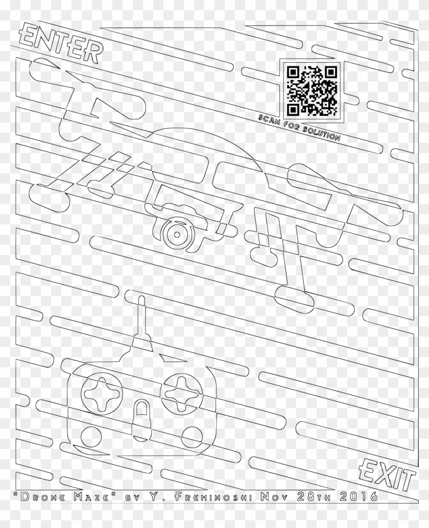 This Free Icons Png Design Of Drone Maze Coloring Page - Line Art Clipart