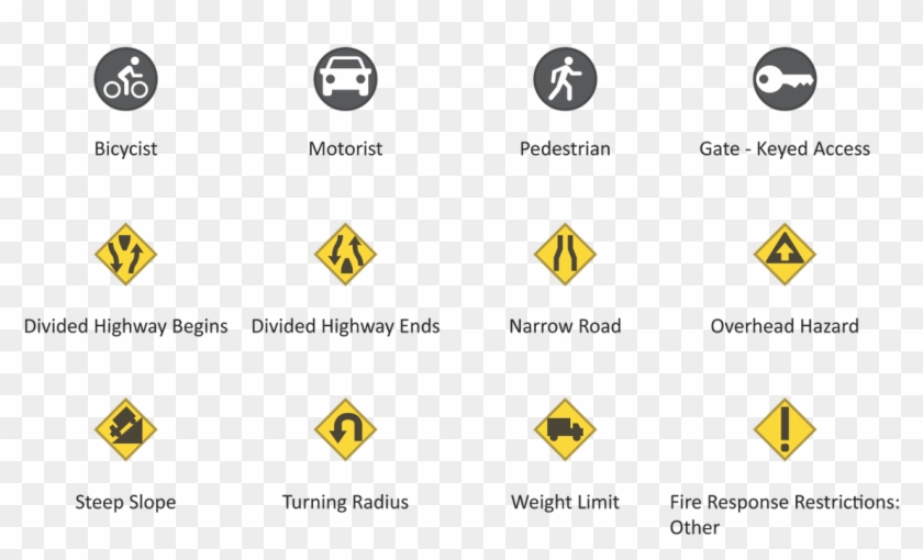 Includes Symbols For Identifying Traffic, Pedestrian, - Circle Clipart #5390987