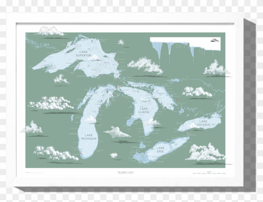Great Lakes Nautical Map Roo Kee Roo - Great Lakes T Shirt Clipart #5392634