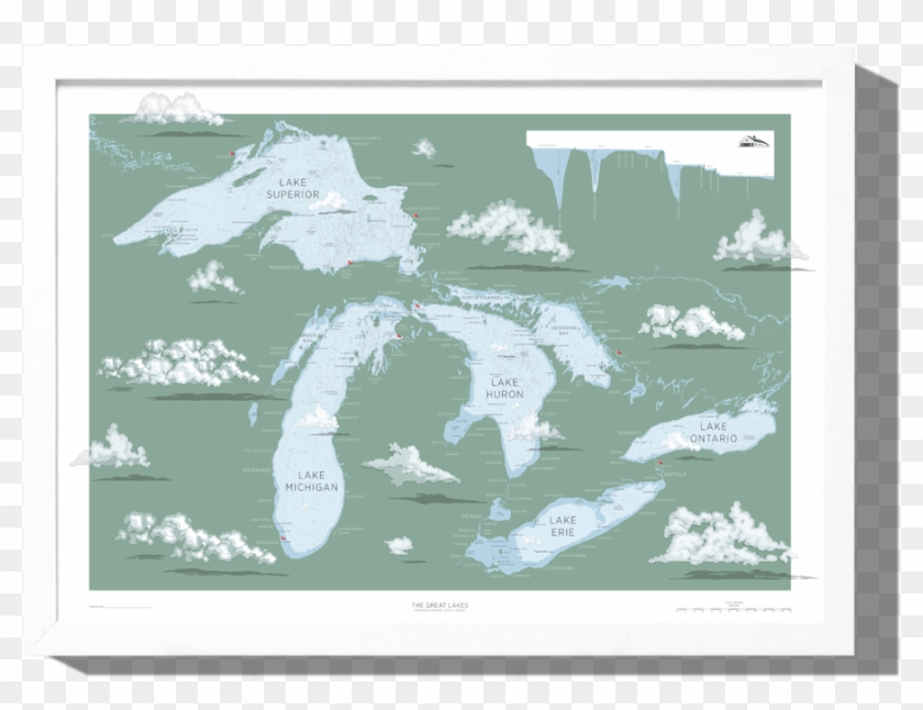 Great Lakes Nautical Map Roo Kee Roo - Great Lakes T Shirt Clipart