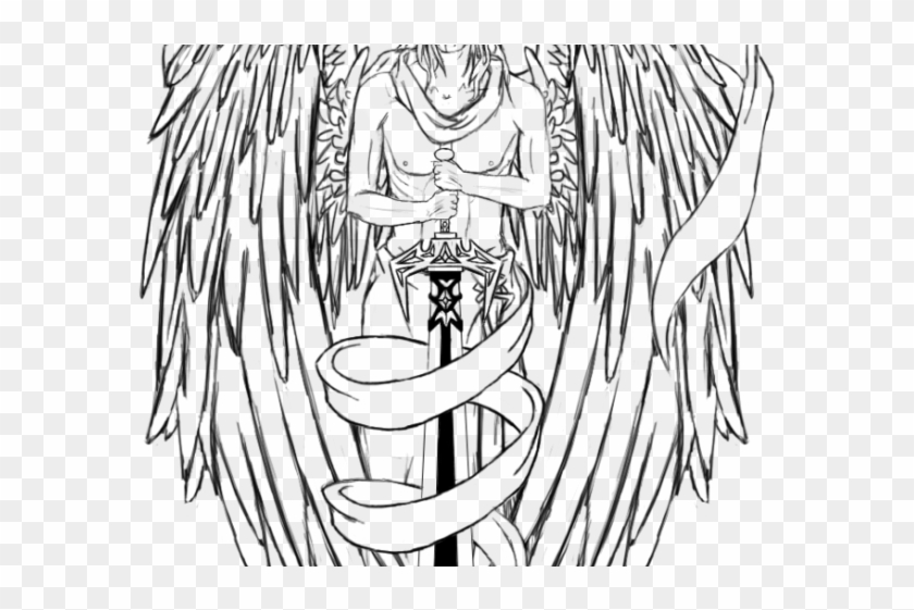 Angel Tattoos Png Transparent Images - Tato Pedang Png Clipart