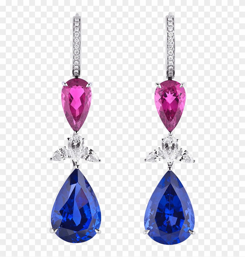 Rubelite & Tanzanite Earrings - Earrings Clipart