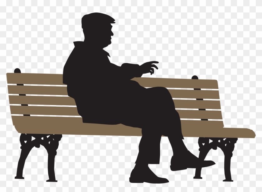 Alone Person Png - Man On Bench Png Clipart