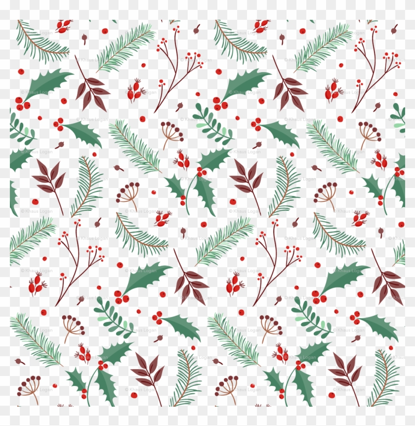 Poinsettia Mistletoe Christmas Winter Holidays Fabric - 聖誕 節 Ai Clipart