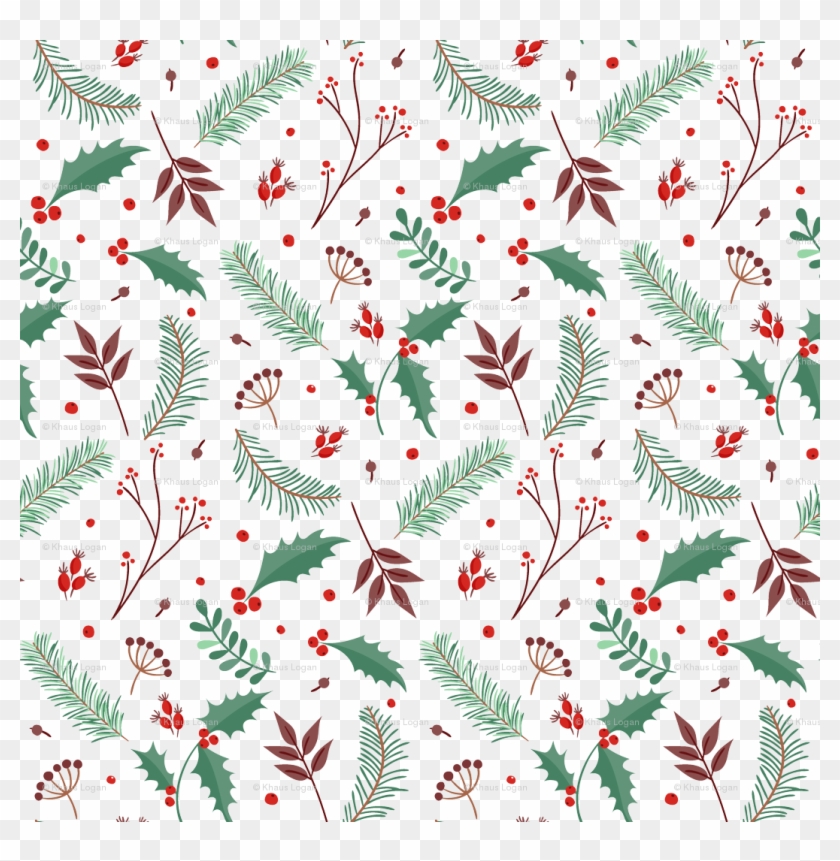 Poinsettia Mistletoe Christmas Winter Holidays Fabric - 聖誕 節 Ai Clipart