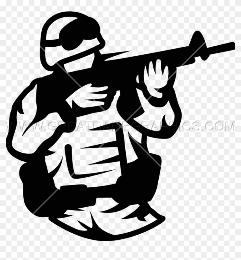 Shooter Clipart Soldier - Soldier Black And White Png Transparent Png