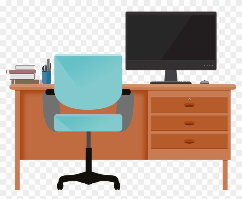 Computer Desk Transparent Images Png - Computer On Table Png Clipart #544157