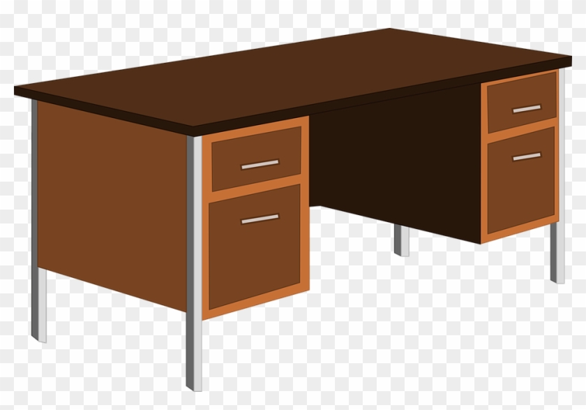 Desk Office Table Cupboard - Desk Clipart Free - Png Download