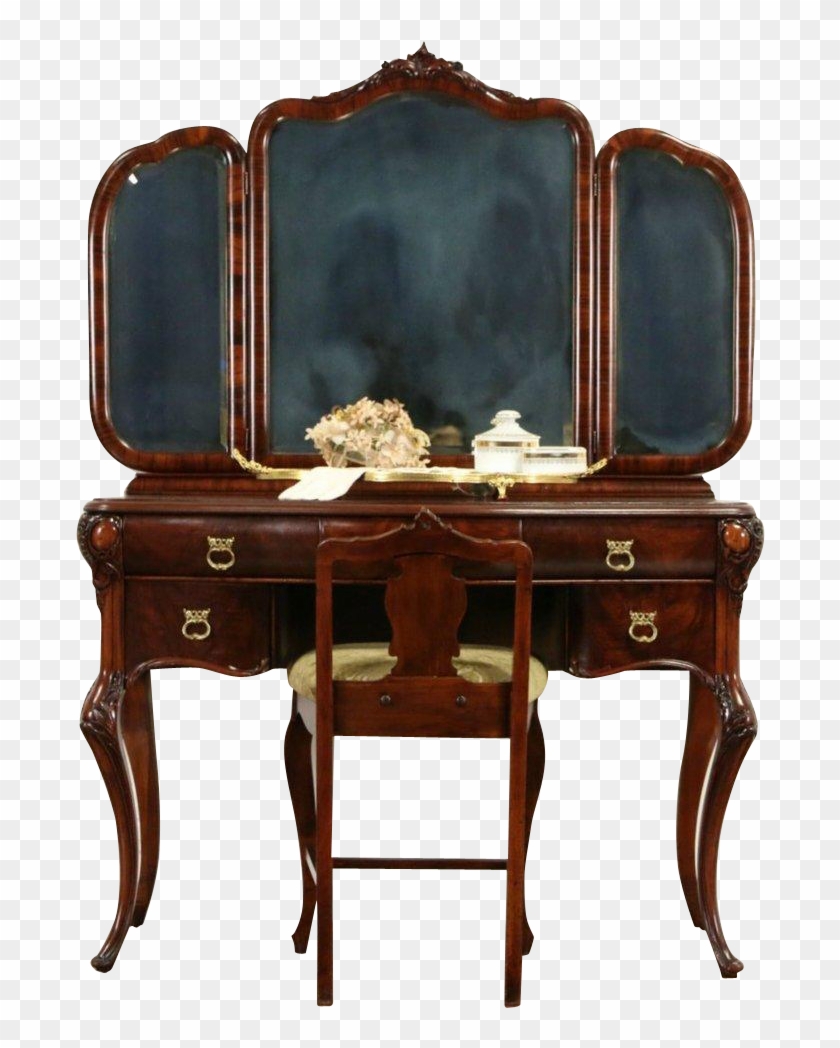 Vanity, Dressing Table Or Desk W/ Mirrors & Chair, Clipart