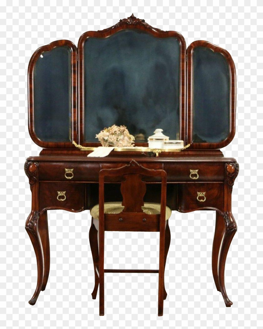 Vanity, Dressing Table Or Desk W/ Mirrors & Chair, Clipart #544478