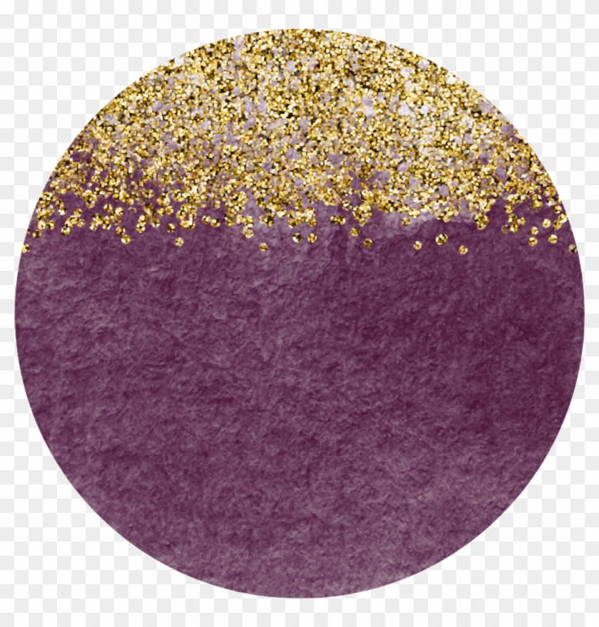 Purple Gold Glitter Circle Confetti Watercolor Watercol - Circle Clipart #544776