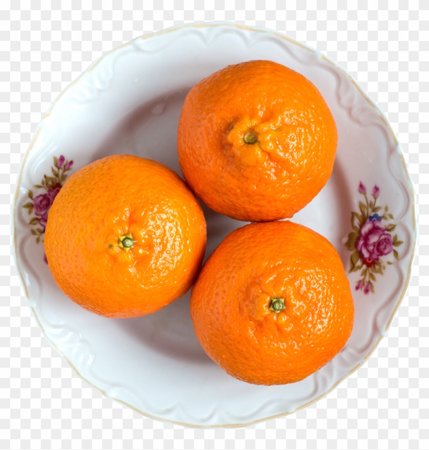 Tangerines On Plate - Fruit Plate Png Top View Clipart