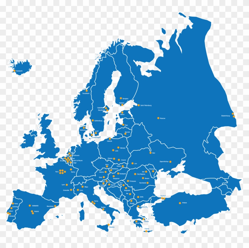 Best Map Of Europe With Townnames - Europe Png Clipart #545041