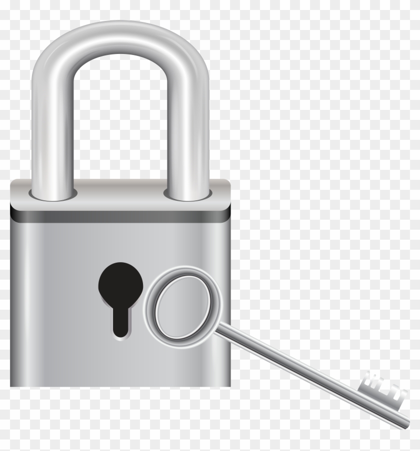 Padlock With Key Clip Art - Gate - Png Download