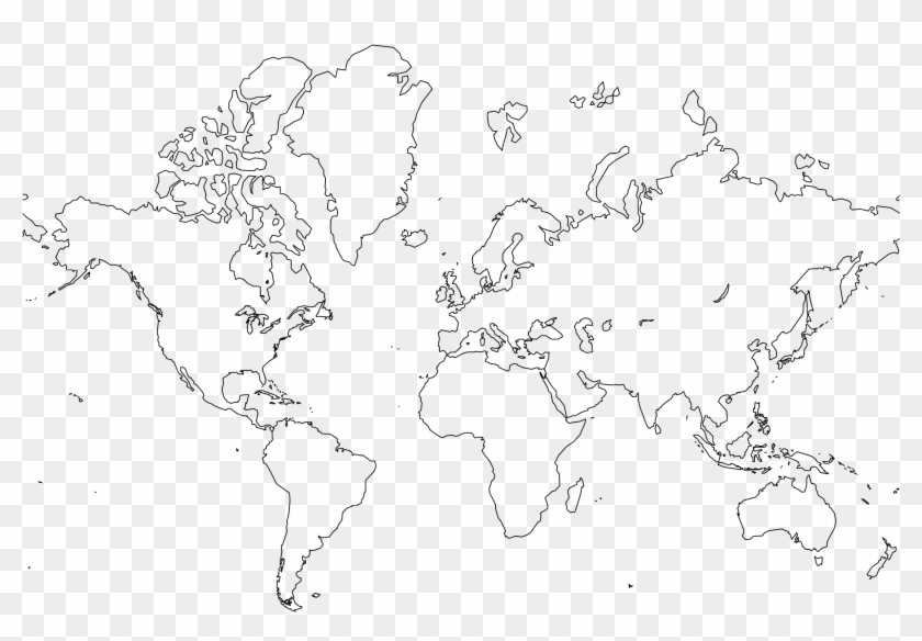 World Map Line Drawing At Getdrawings - Printable Simple World Map Clipart