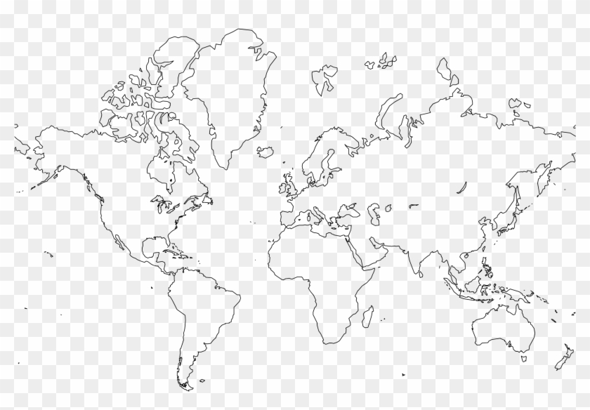 World Map Line Drawing At Getdrawings - Printable Simple World Map Clipart #546335