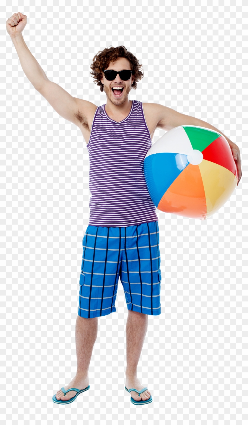 Men With Beach Ball - People In The Beach Png Clipart #546631
