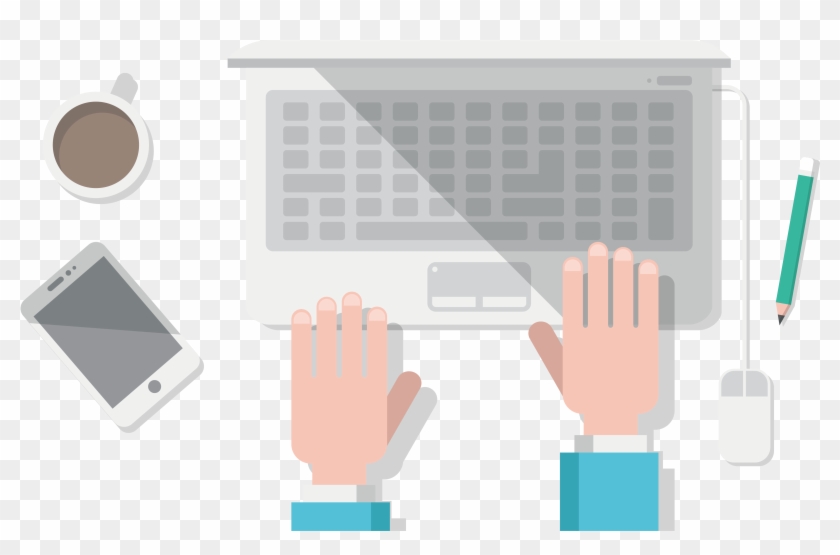 Banner Library Stock Computer Marketing Search Engine - Manos En El Teclado Vector Png Clipart #546971