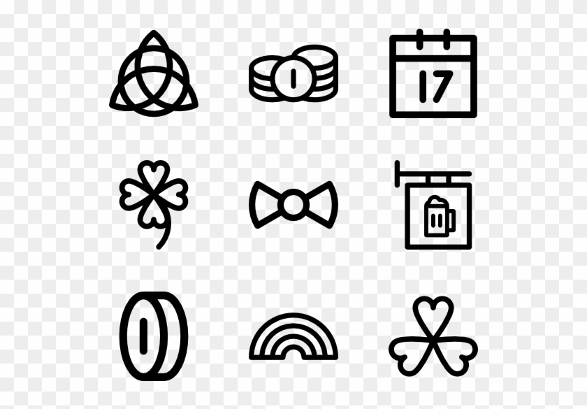 Saint Patrick Day - St Patrick's Day Icons Black And White Clipart