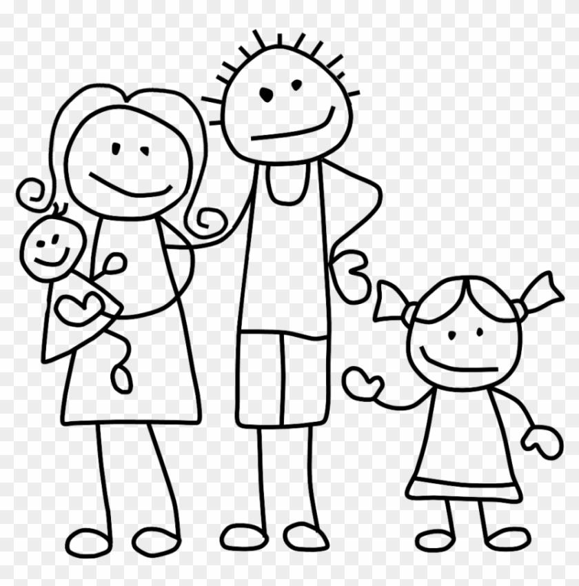 Family Clip Art Black And White - Stick Figure Family Boys - Png Download