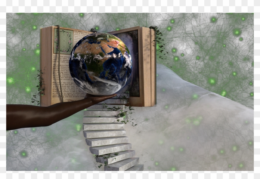 Globe Hand Book Magic Png Image - Book Clipart