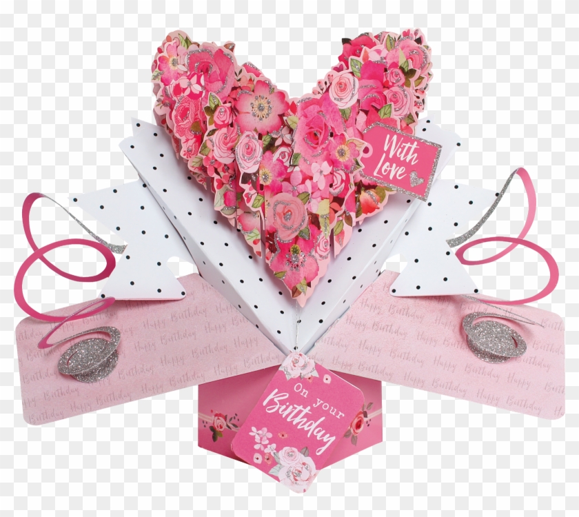 On Your Birthday With Love Heart Pop-up Greeting Card - Second Nature Clipart