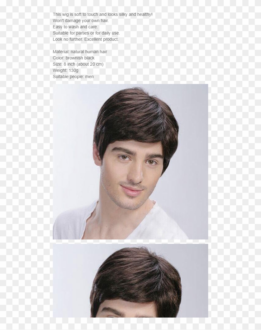 Wisebuy Men Short Full Wig 100% Natural Human Hair - Wig Clipart
