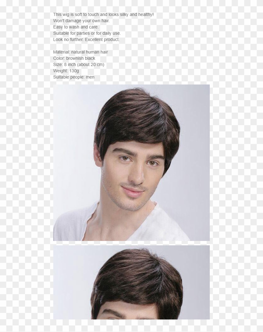 Wisebuy Men Short Full Wig 100% Natural Human Hair - Wig Clipart #5403994