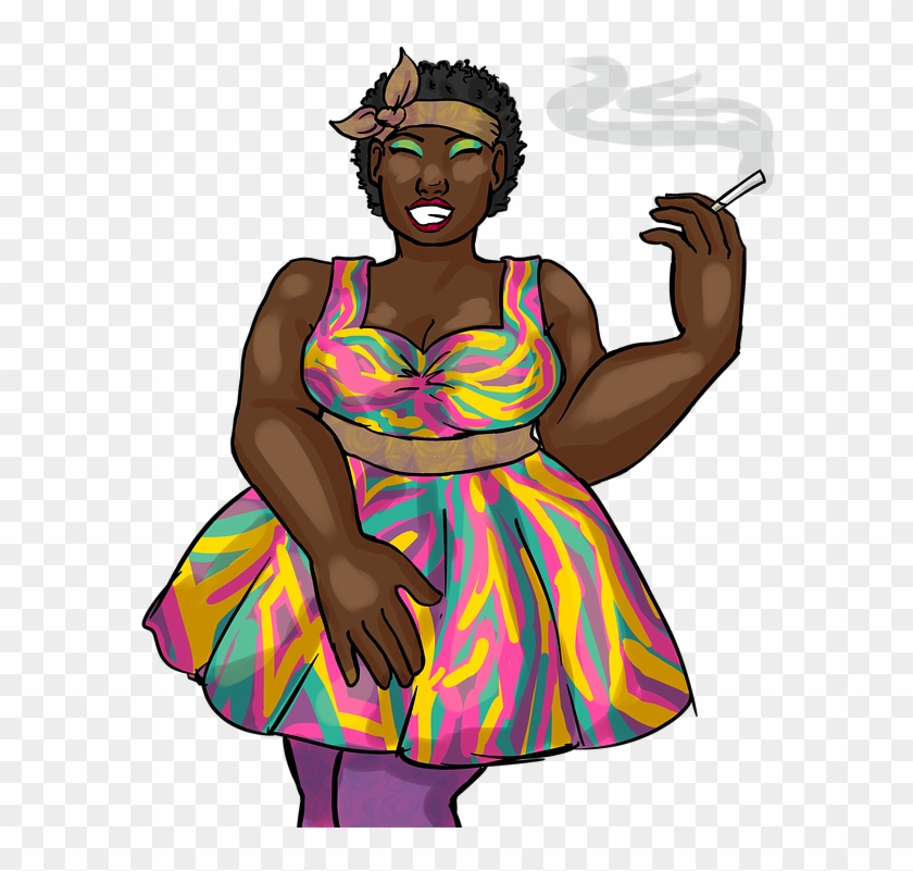 Art Transparent Black Woman Black Lady 50s Dress - Illustration Clipart #5404773