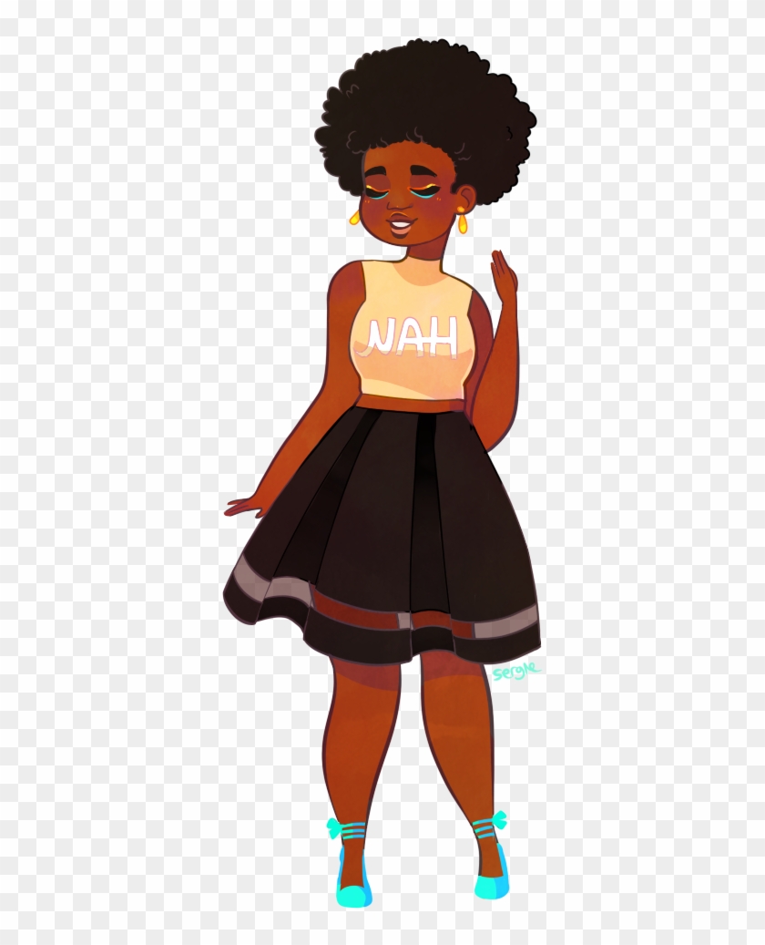 Afro Lady Png - Fashionable Girl Black Cartoon Clipart