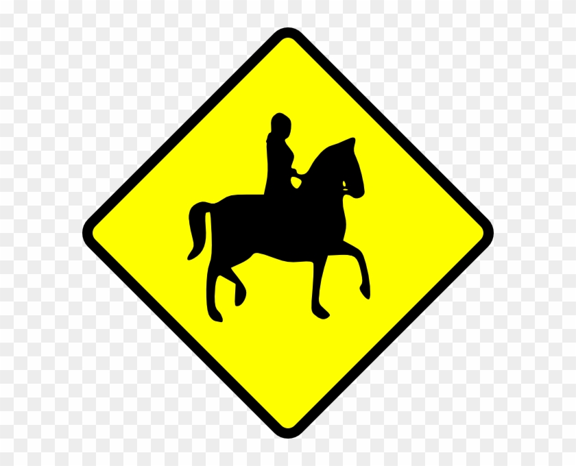 Caution Horse Ridder Crossing Clip Art - Yellow Diamond Sign With Truck - Png Download #5404999