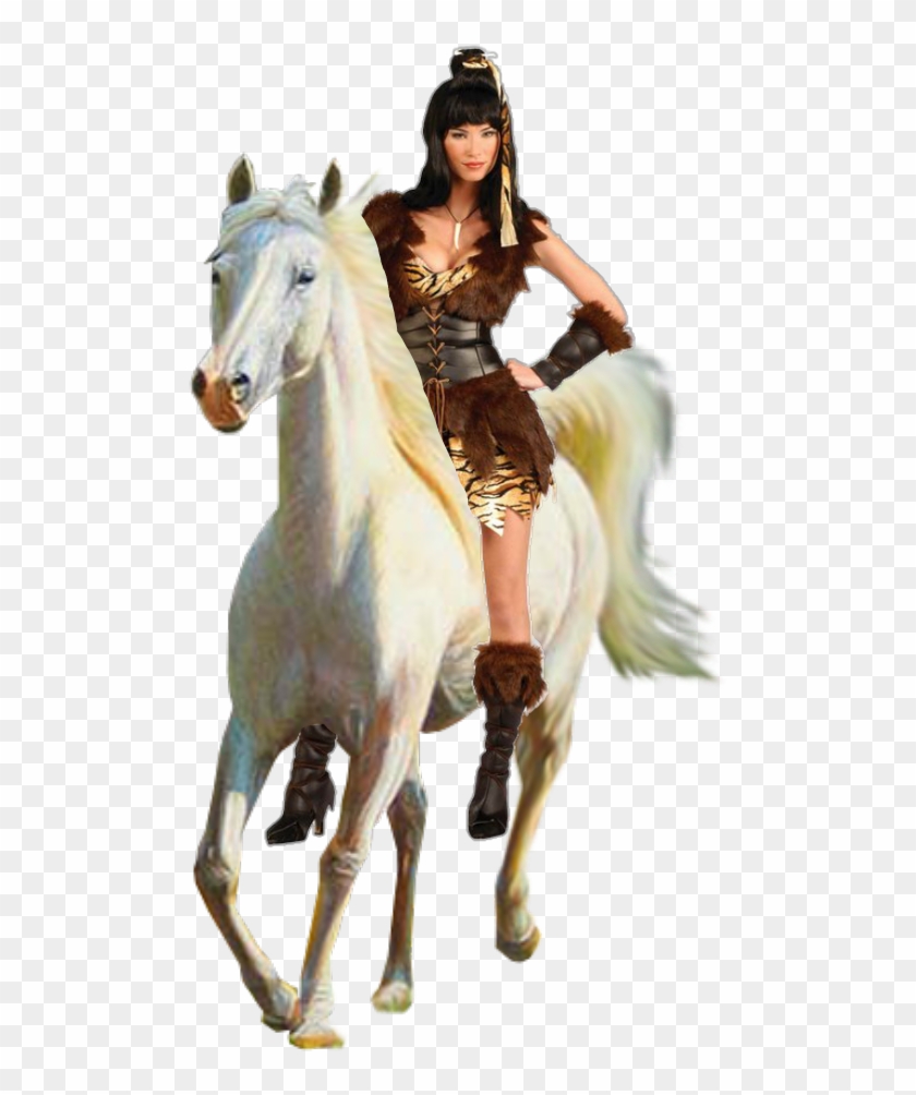 Photo Sexy Cavewoman Riding On Her White Horse Zpszpj0kc9b Tubes Png Cheval Blanc Clipart Pikpng