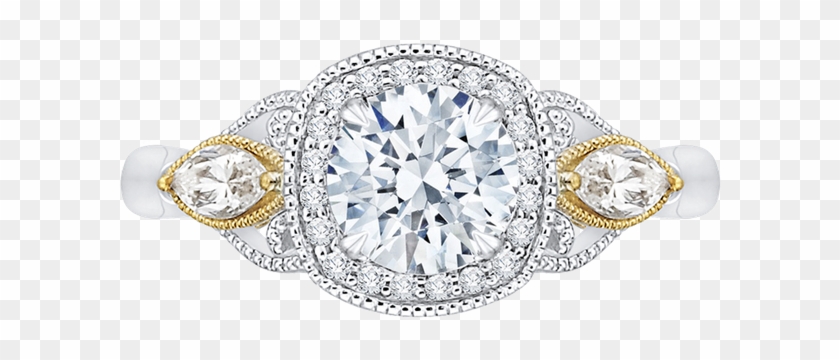 Carizza 18k Two-tone Gold Carizza Semi Mount Engagement - Engagement Ring Clipart