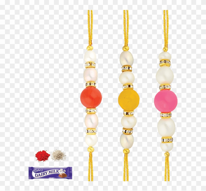 Sri Jagdamba Pearls Set Of Three Colourful Pearl Rakhis Clipart #5410658