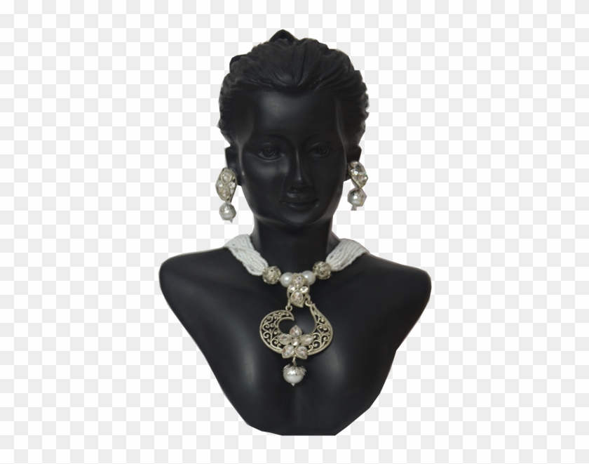 Myzone Biz Choice Silver Color Partywear Neckless Set - Bust Clipart #5411696